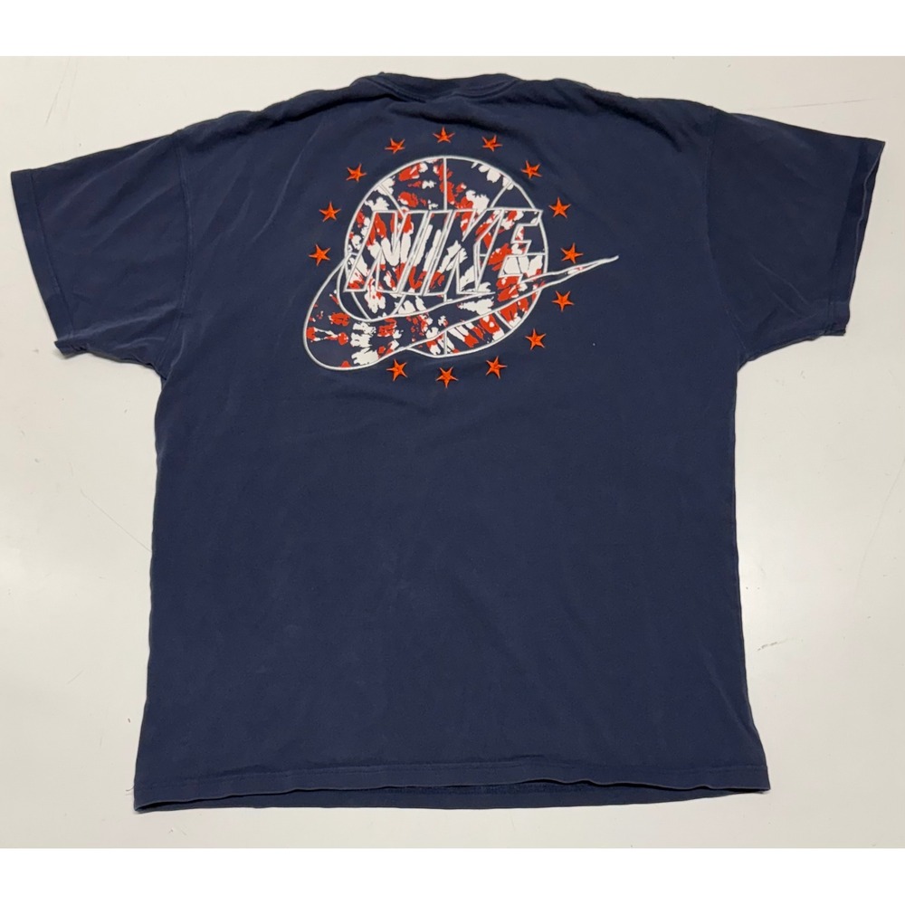 Nike Mens Lg Basketball Global‎ Exploration T-Shirt Navy Blue Orange Embroidered